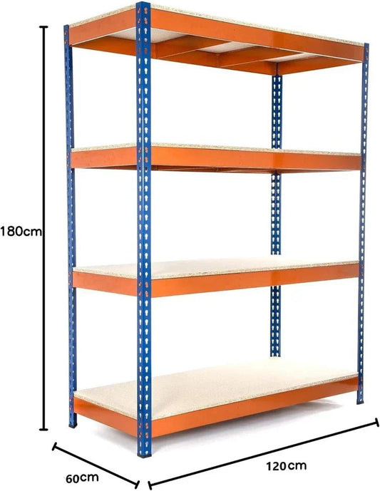 Heavy Duty Warehouse Racking Garage Shelving Storage Shelves Metal Shelf Unit 180x120x60cm Corbycart