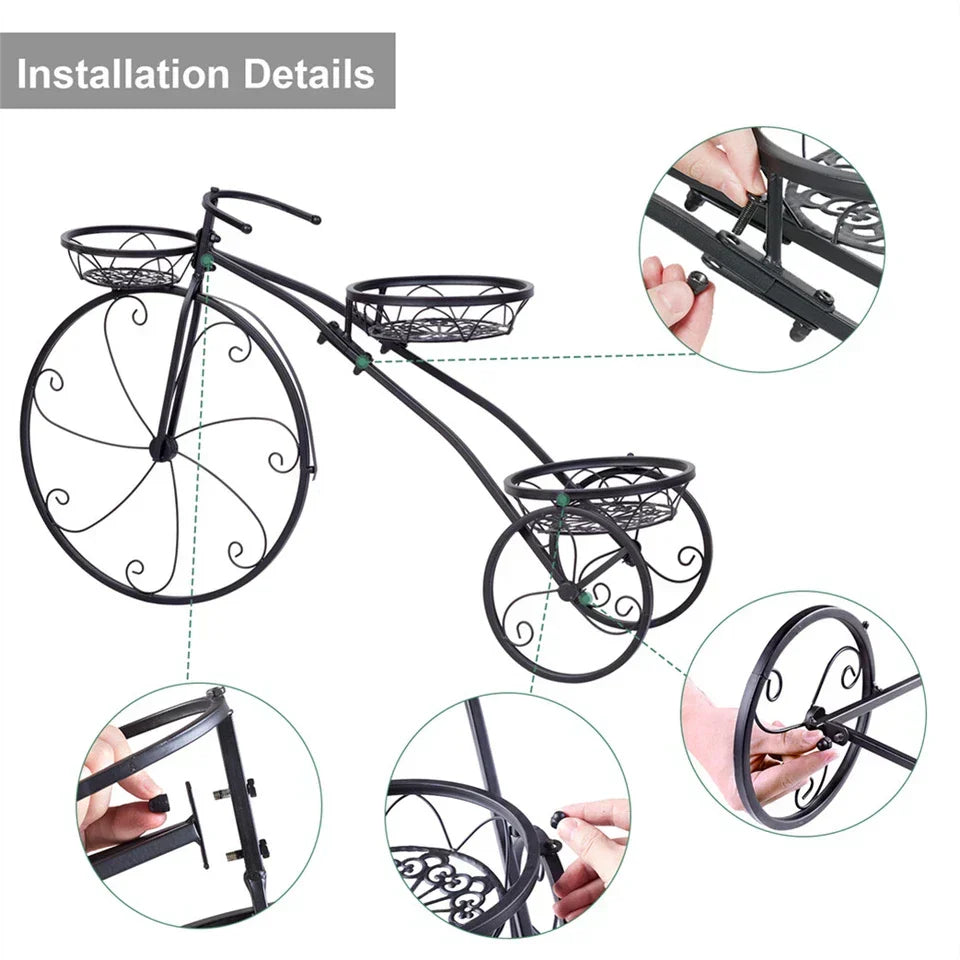 Bicycle Planter Metal Plant Stand Garden Bike Flower Pot Cart Holder Basket Deco Corbycart