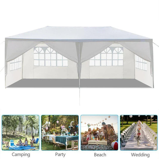 3x6M Gazebo Marquee Party Tent With 6 Sides Garden Patio Outdoor Canopy White UK CorbyCart