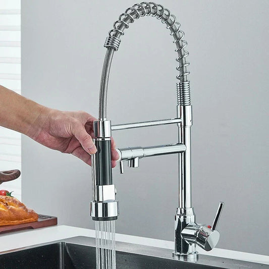 Modern Monobloc Pull Out Kitchen Mixer Tap Dual Spout Spray Single Lever Chrome Corbycart