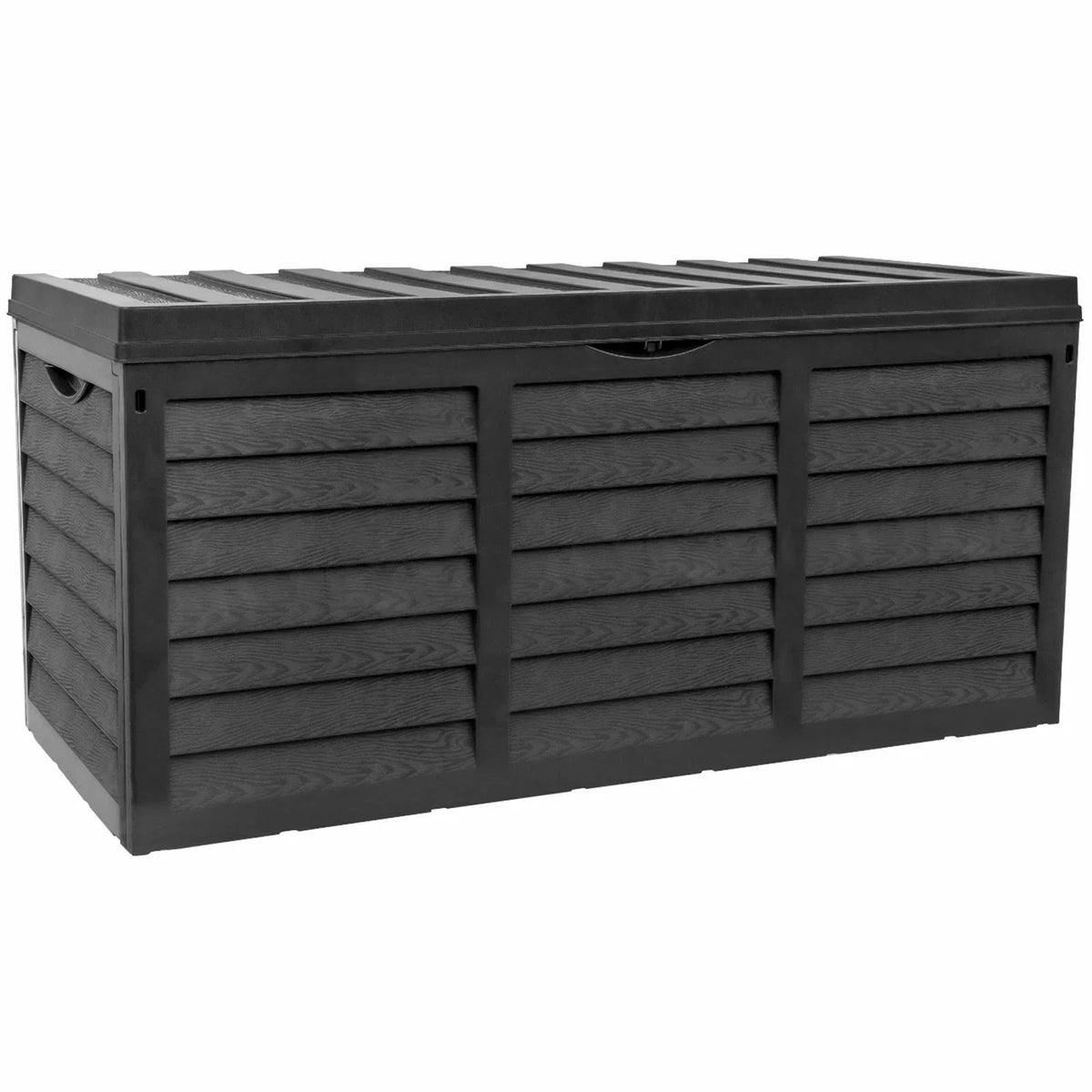 Black 320L Plastic Storage Box Garden Outdoor Shed Utility Cushion Chest Truck Corbycart