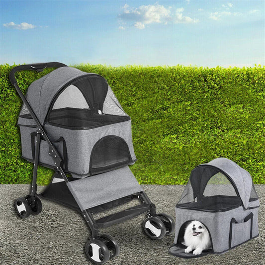 XXL Pet Stroller Pram Dog Carrier Trailer Stroller Travel Walk Carrier Load 30kg Corbycart