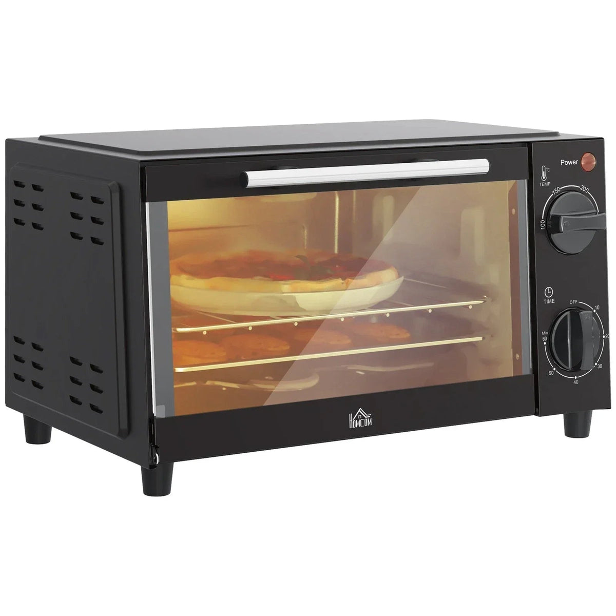 Mini Oven 9L Countertop Toaster Oven with Timer Control 750W Black Corbycart