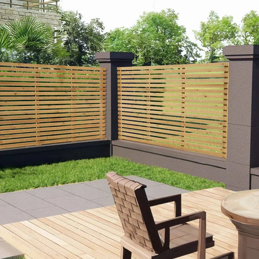 6ft Contemporary Slatted Rough Sawn Treated Fence Panel Corbycart