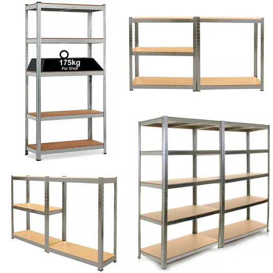 4x Metal 5 Tier Garage Shelves Shelving Unit Racking Storage 180 x 90 x 40cm Corbycart