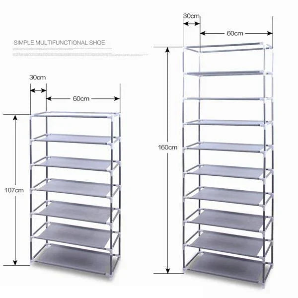 10 Tier Cabinet Storage Organiser Shoe Rack Stand Holds 27 Pairs Dustproof CorbyCart
