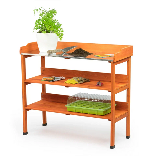 Wooden Greenhouse Potting Work Bench Garden Workstation Staging Table Shelving Corbycart