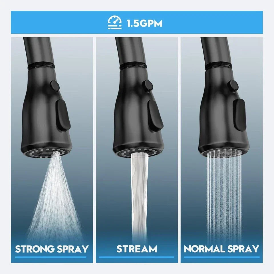360° Kitchen Sink Mixer Taps Pull Out Spout Spray Single Lever Modern