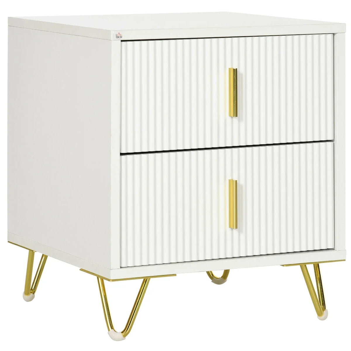 Bedside Table with 2 Drawers Gold Legs Side Table Nightstand Bedroom Furniture CorbyCart