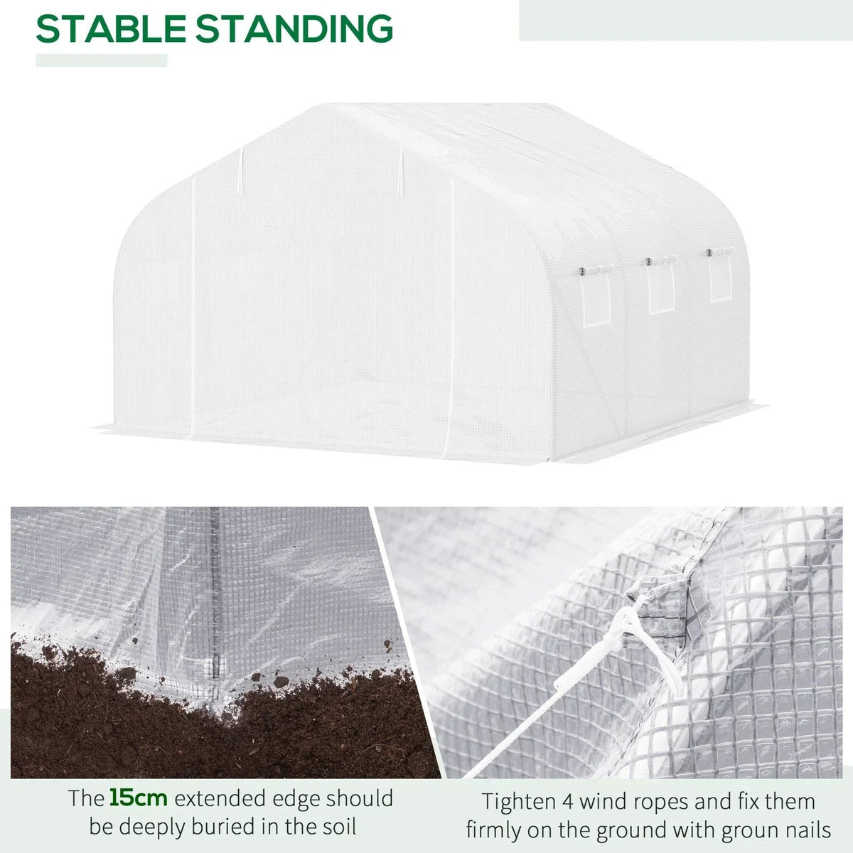 Outsunny 4.5x3x2m PE Mesh Cover Galvanized Metal Frame Walk-In Greenhouse Corbycart