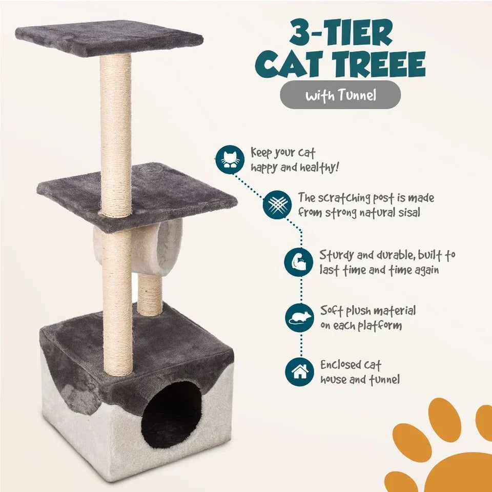 Cat Tree Scratching Tower House Activity Center Post Climbing Hammock CorbyCart