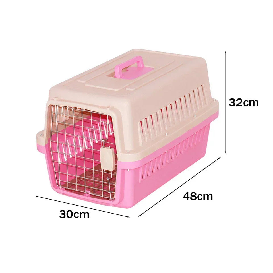 Extra Large Pet Carrier Cat Puppy Travel Cage Dog Carry Basket Transporter Box (Pink) Corbycart