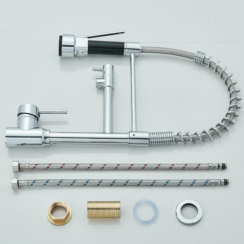 Modern Monobloc Pull Out Kitchen Mixer Tap Dual Spout Spray Single Lever Chrome Corbycart