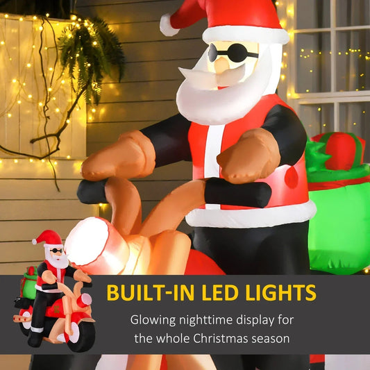 5.5ft Inflatable Santa Claus Riding Motorcycle Christmas Decoration w/ LED Light CorbyCart