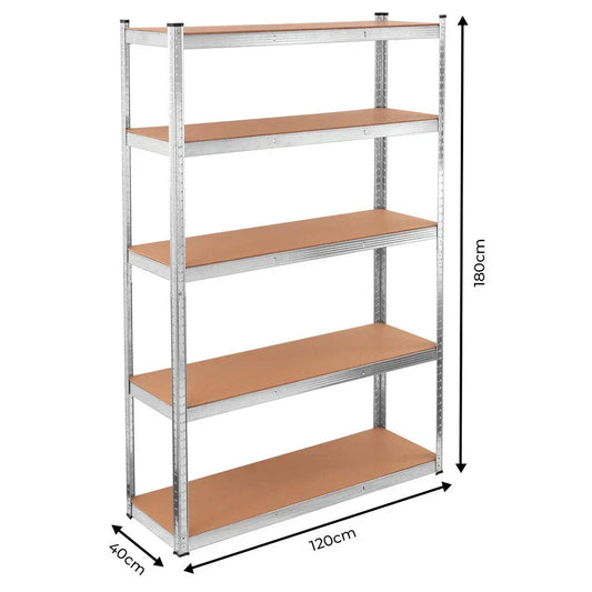 Boltless 5 Tier Racking Heavy Duty Garage Shelving Units 180x120x40 Corbycart