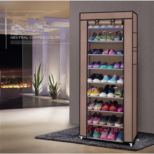 10 Tier Cabinet Storage Organiser Shoe Rack Stand Holds 27 Pairs Dustproof CorbyCart