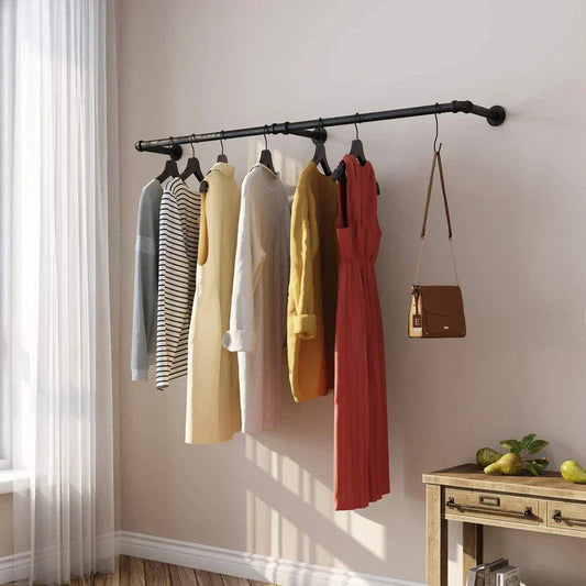 6ft Heavy Duty Clothes Rail Pipe Garment Rack Wall Mounted Hanging Clothes Pole CorbyCart