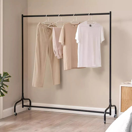 4/5/6ft Heavy Duty Metal Clothes Garment Single Hanging Rail with Wheels CorbyCart
