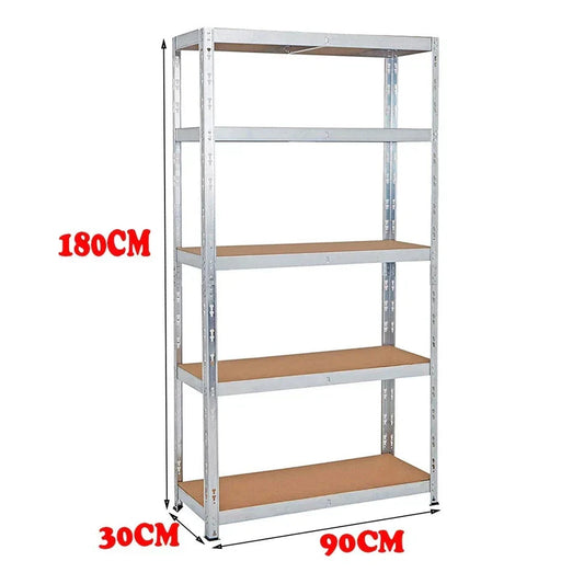 5 Tier Racking Shelf Heavy Duty Garage Shelving Storage Shelves 180x90x30cm Corbycart