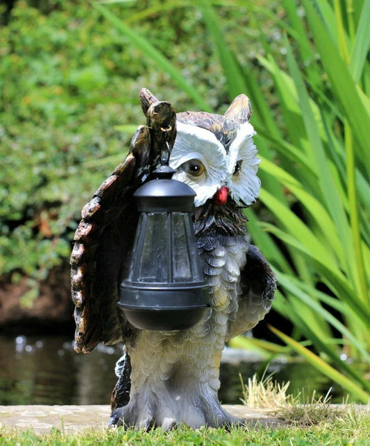 Garden Solar Ornament Owl Bird Light Up LED Lantern Statue Figurine Decor Patio Corbycart