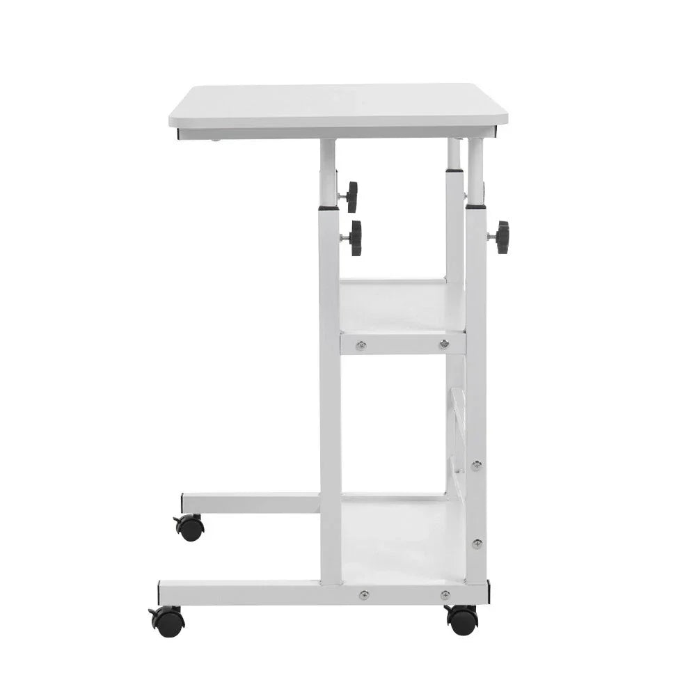 Adjustable Height Small PC Computer Desk Mobile Overbed Table Laptop Stand Shelf CorbyCart