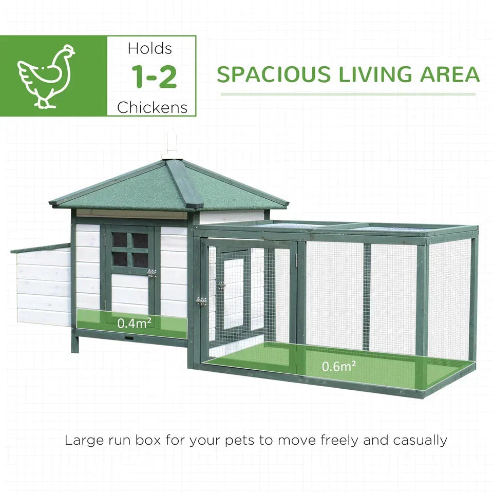 Wood Chicken Coop Pet Poultry Hen House Back yard with Nesting Box Ramp Run Corbycart