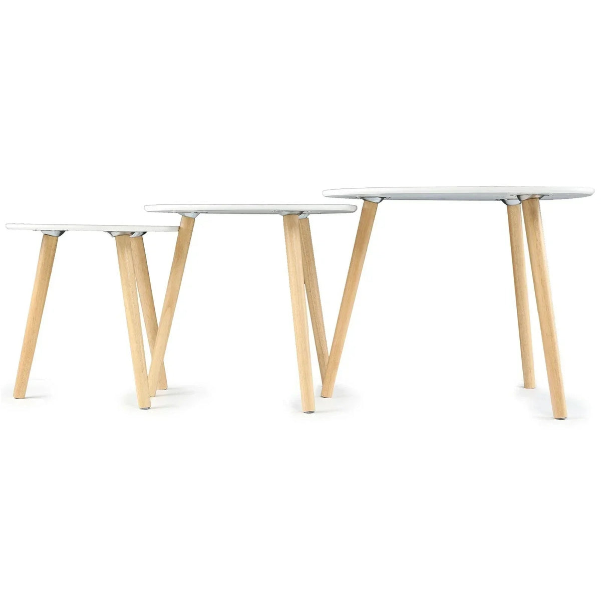 Scandinavian Nest of 3 Tables Coffee Side End Lamp Set Modern Furniture CorbyCart