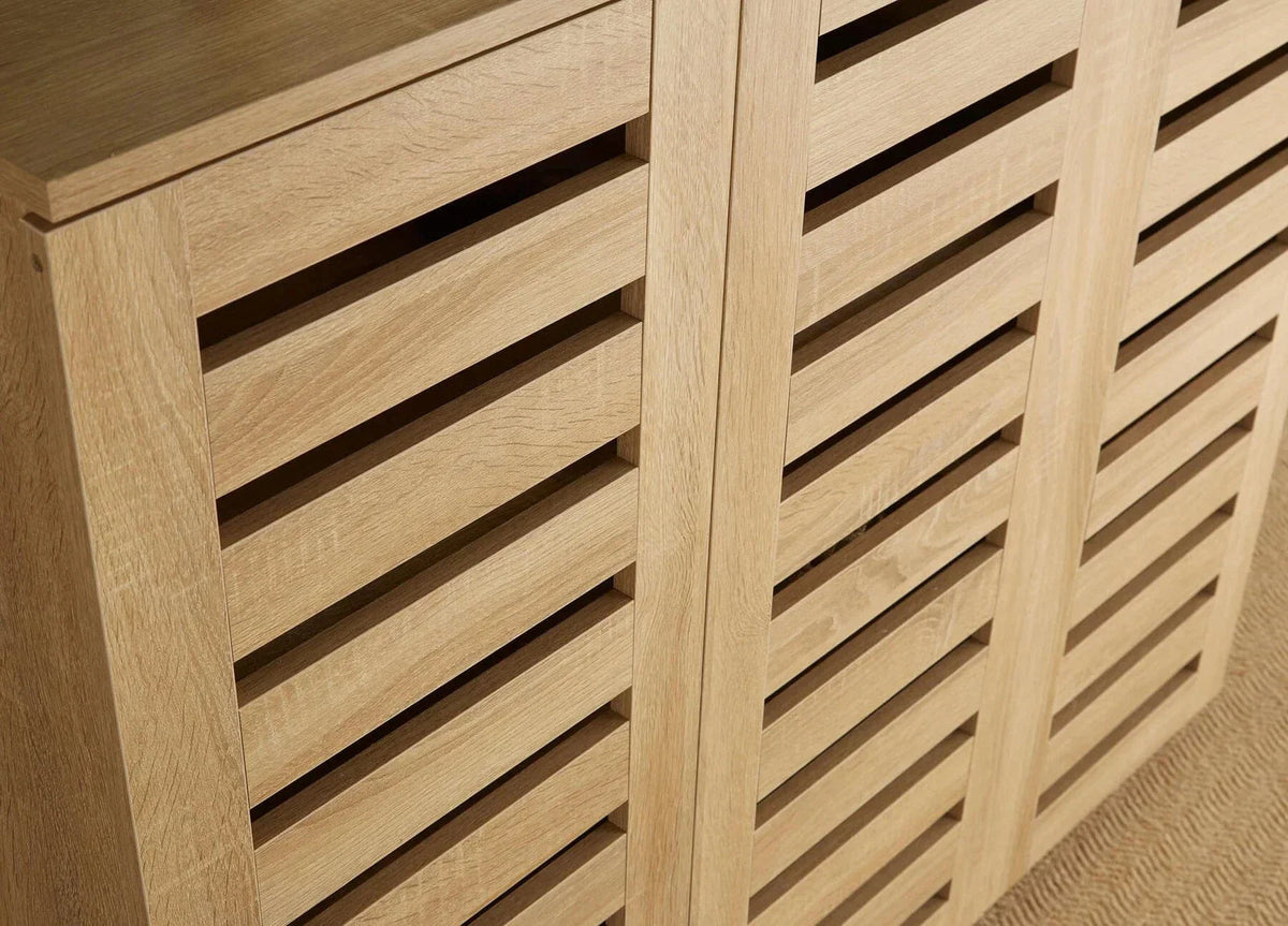 Oslo 3 Door Oak Wooden Shoe Storage Cabinet Rack CorbyCart