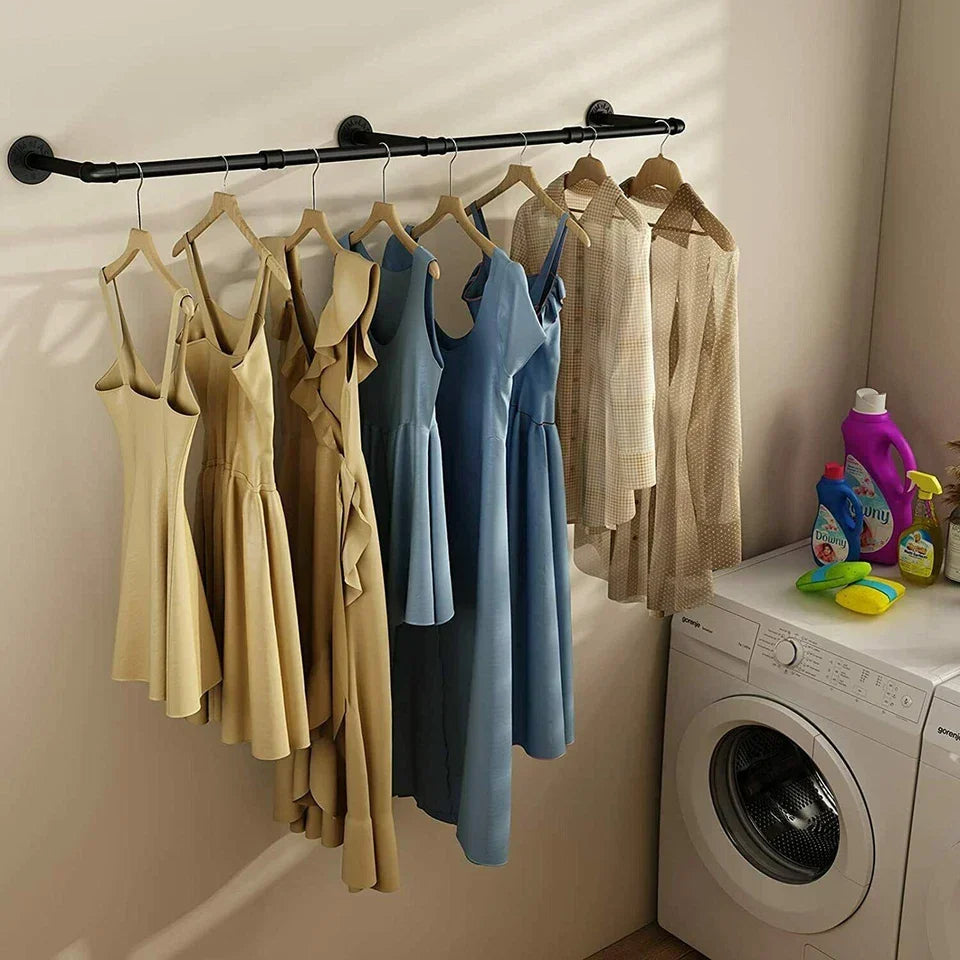 6ft Heavy Duty Clothes Rail Pipe Garment Rack Wall Mounted Hanging Clothes Pole CorbyCart
