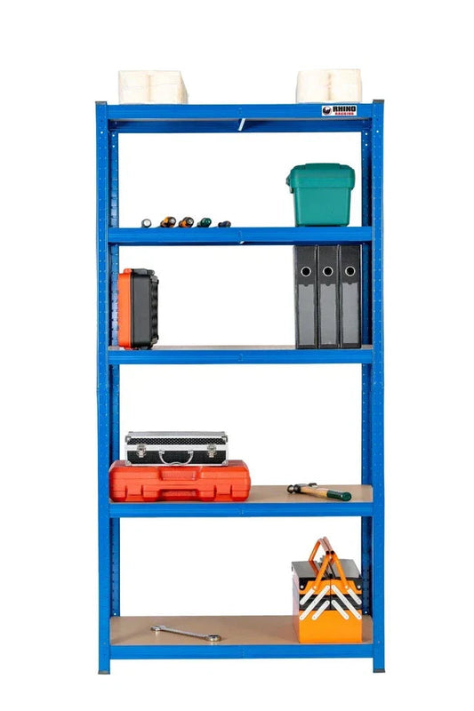 5 Tier Blue Metal Garage Shelving Unit 1000kg 180 x 90 x 60cm Corbycart