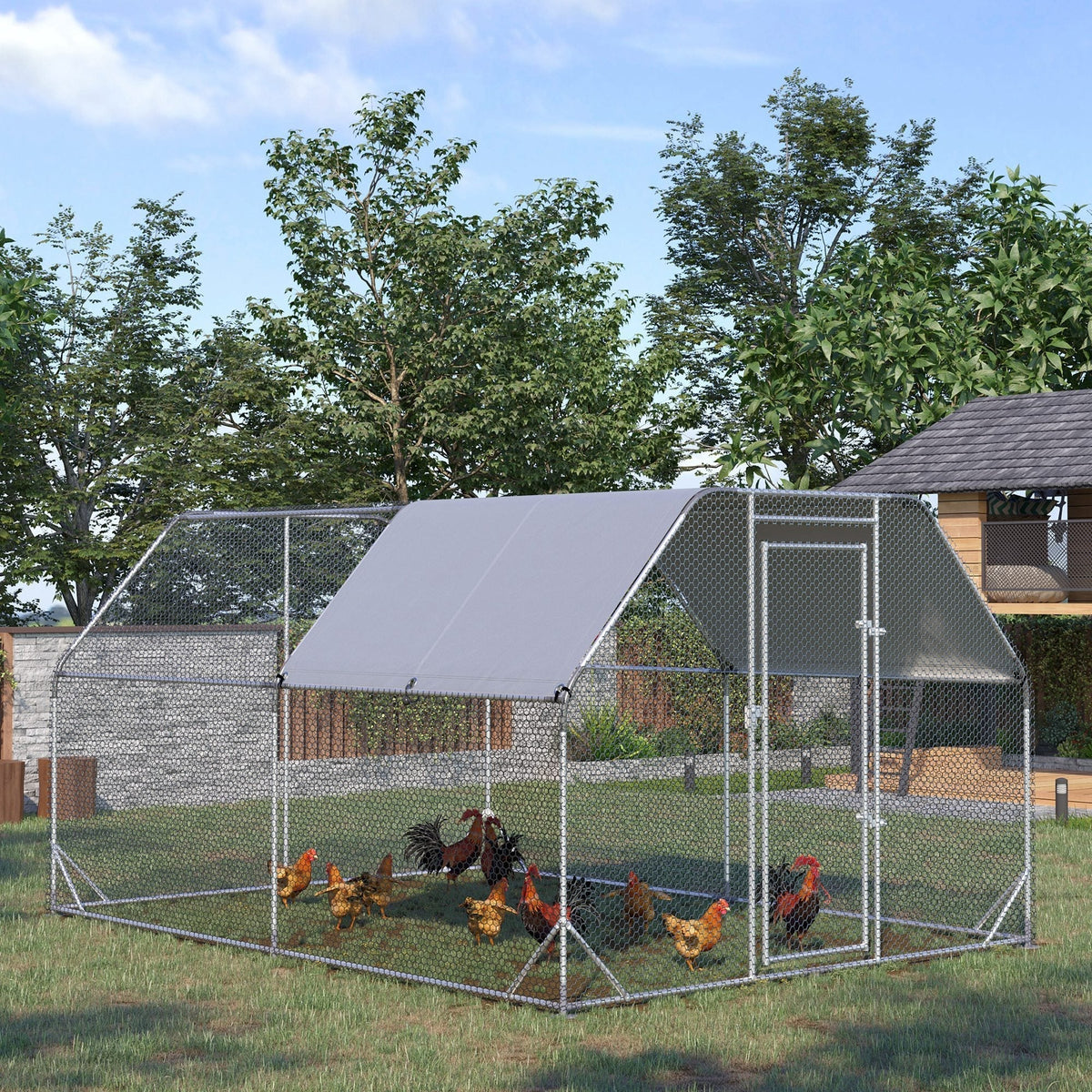Chicken Run W/ Roof, Walk In Chicken Coop, Hen House Duck Pen Corbycart