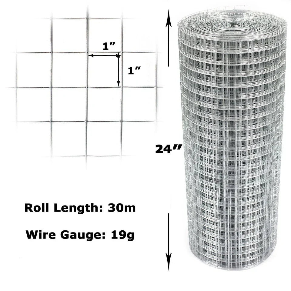 Galvanised Welded Wire Mesh 1"x1" Fence Aviary Rabbit Hutch Chicken Run Coop Pet Corbycart