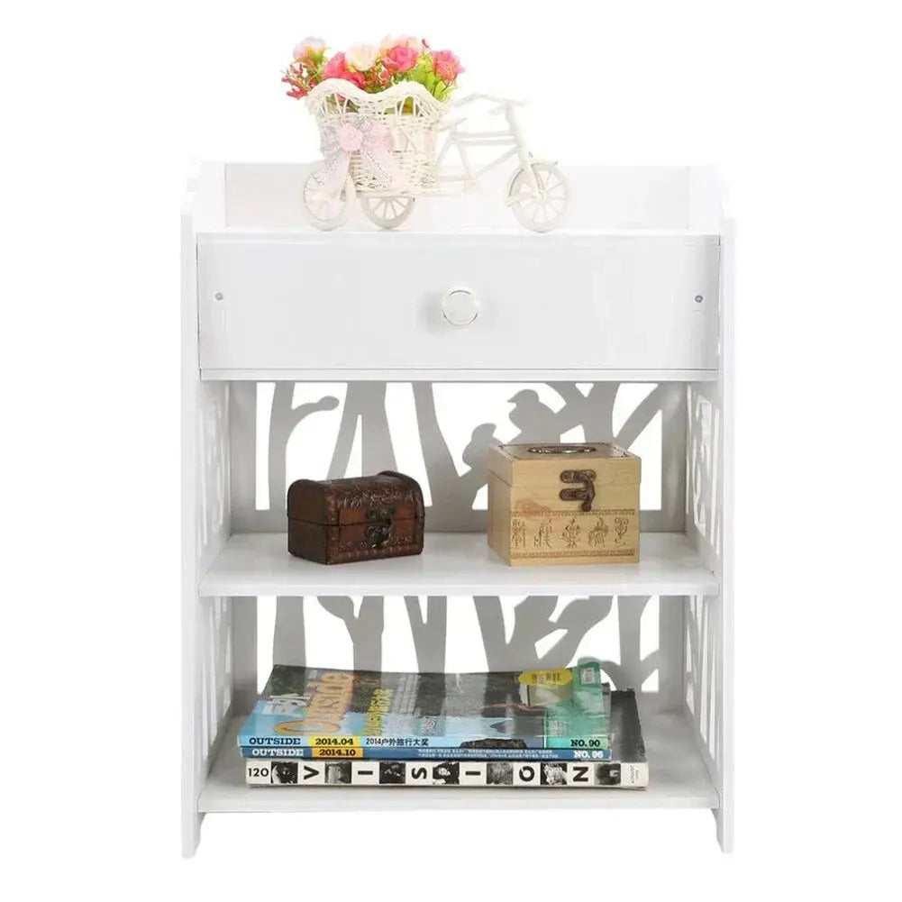Bedside Table With White Drawer Cabinet CorbyCart