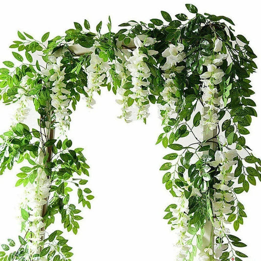 2X7FT Artificial Wisteria Vine Garland Foliage Flower Plant Trailing Home Decor Corbycart