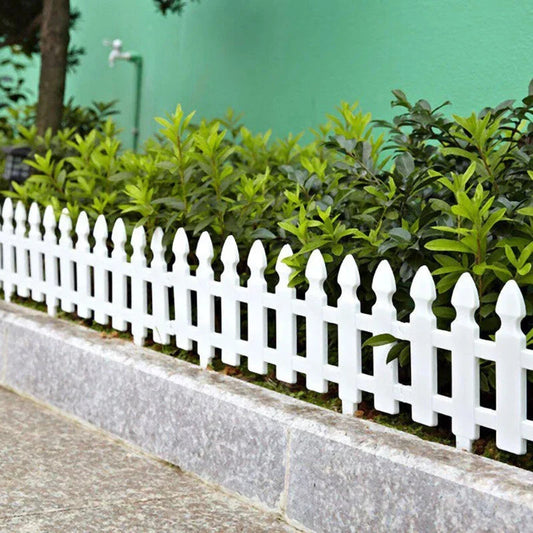 4,8,12 PCS White Plastic Picket Fencing Wooden Effect Lawn Border Edge Garden Edging Corbycart