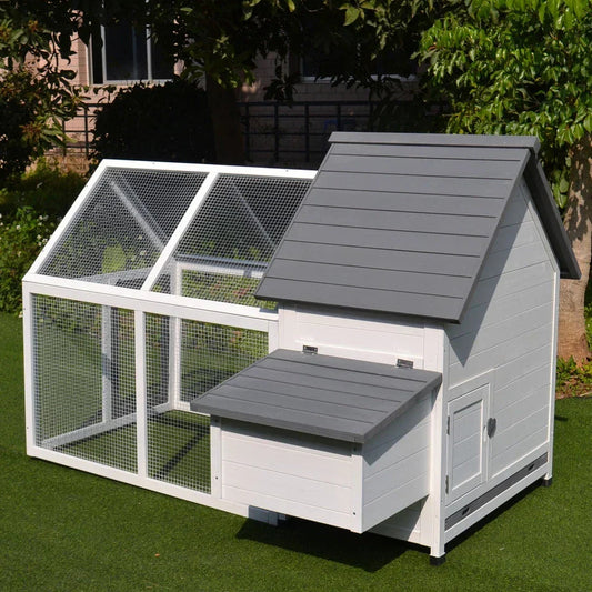 Wood Chicken Coop Pet Poultry Hen House Backyard with Nesting Box Ramp Run Corbycart