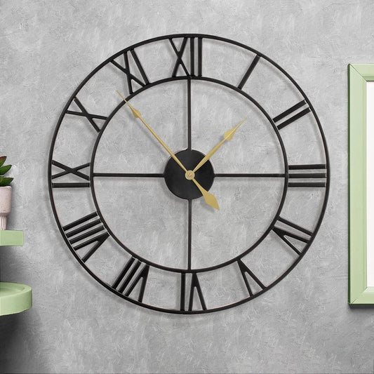 80CM Large Wall Clock 30 Inches Oversized Modern Round Black Metal CorbyCart