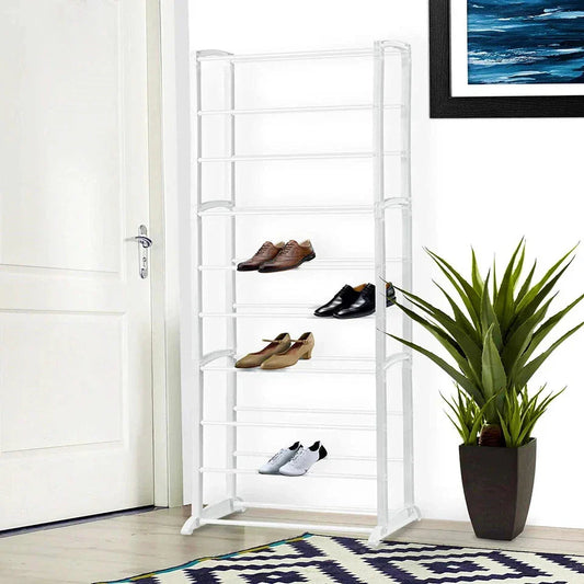 10 Tier Shoe Rack Stand Footwear Organiser Storage Metal Shelf 30 Pairs Unit CorbyCart