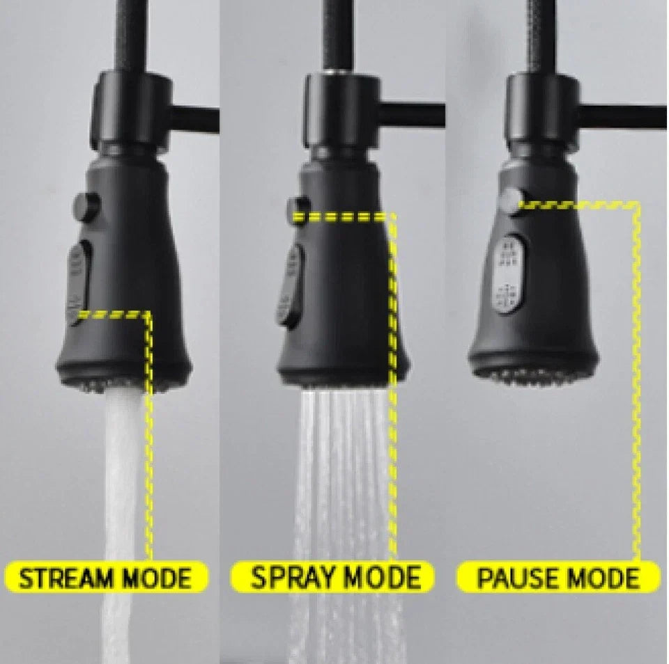 Matt Black Monobloc Kitchen Sink Mixer Tap with Pull Out Hose Spray Single Lever Corbycart