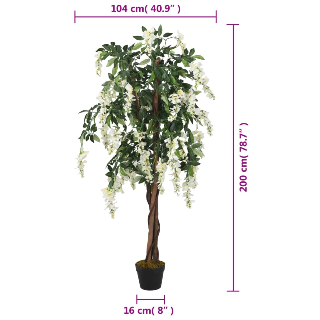 Artificial Wisteria Tree Artificial Plant 840 Leaves Green and White Corbycart