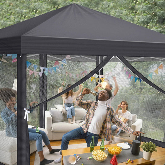 3X3M Heavy Duty Pop-up Gazebo Garden Canopy Tent W/ Detachable Mosquito Netting CorbyCart