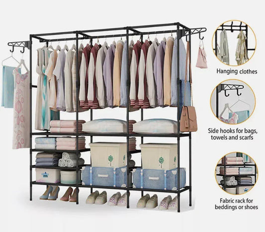 Clothes Rail Rack Garment Hanging Stand Shoe Storage Shelf Open Wardrobe CorbyCart
