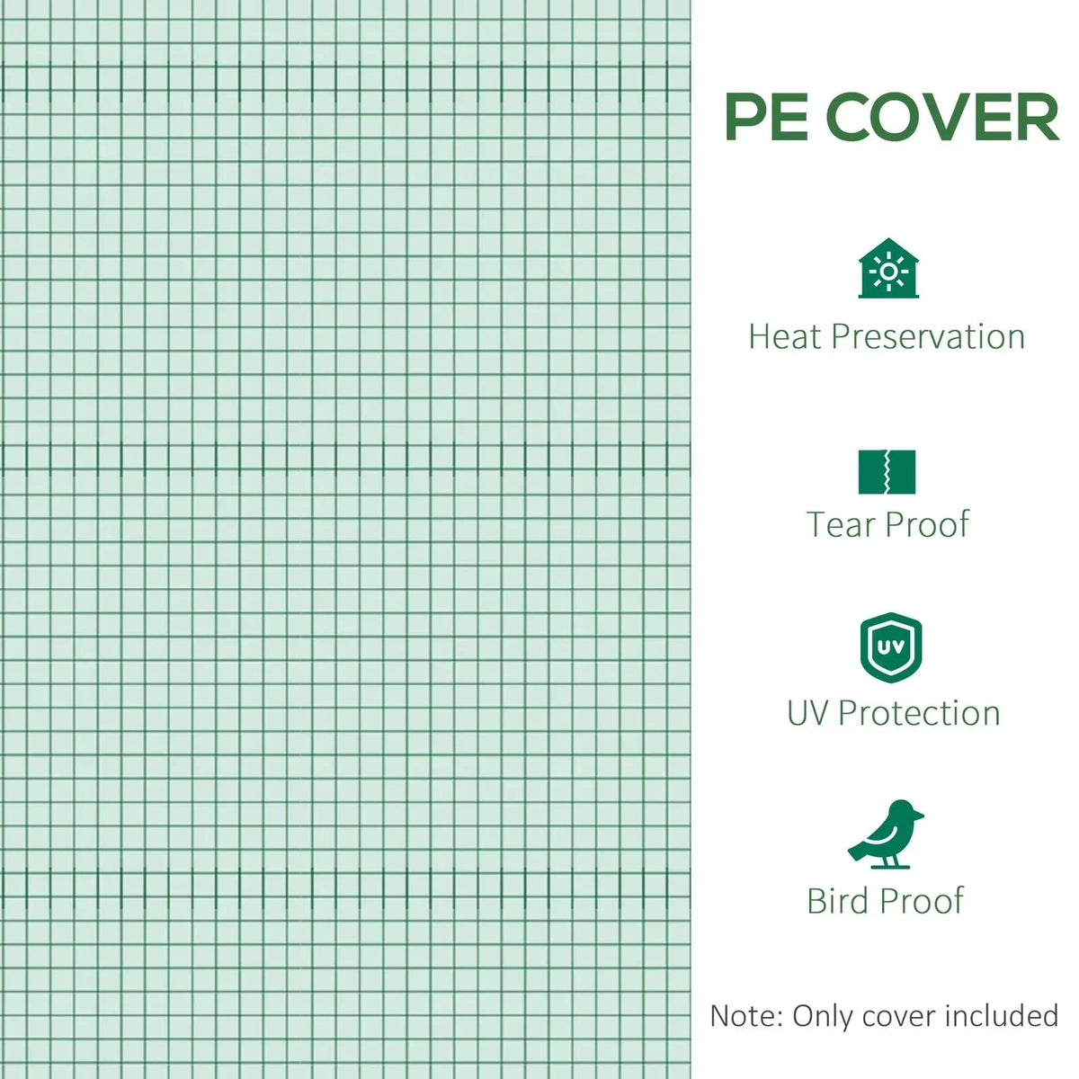 3 x 2 x 2m Greenhouse Replacement Cover ONLY for Tunnel Greenhouse CorbyCart