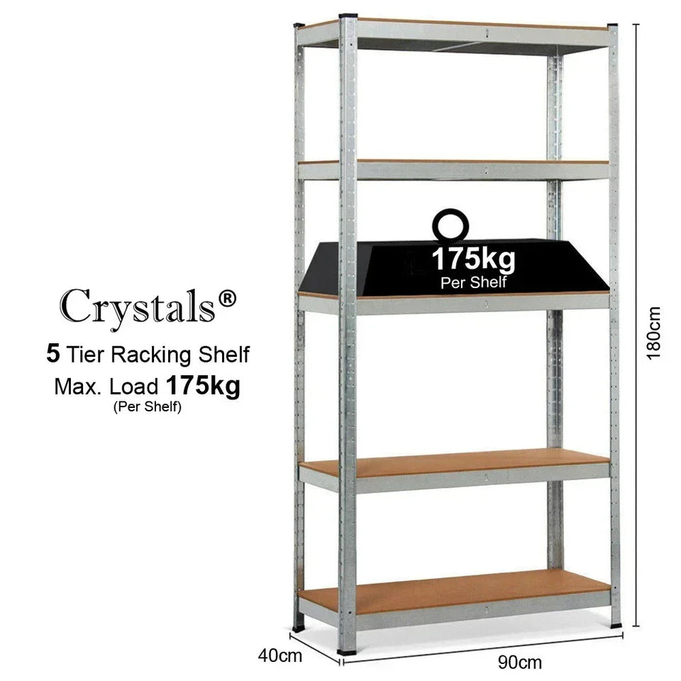 4x Metal 5 Tier Garage Shelves Shelving Unit Racking Storage 180 x 90 x 40cm Corbycart