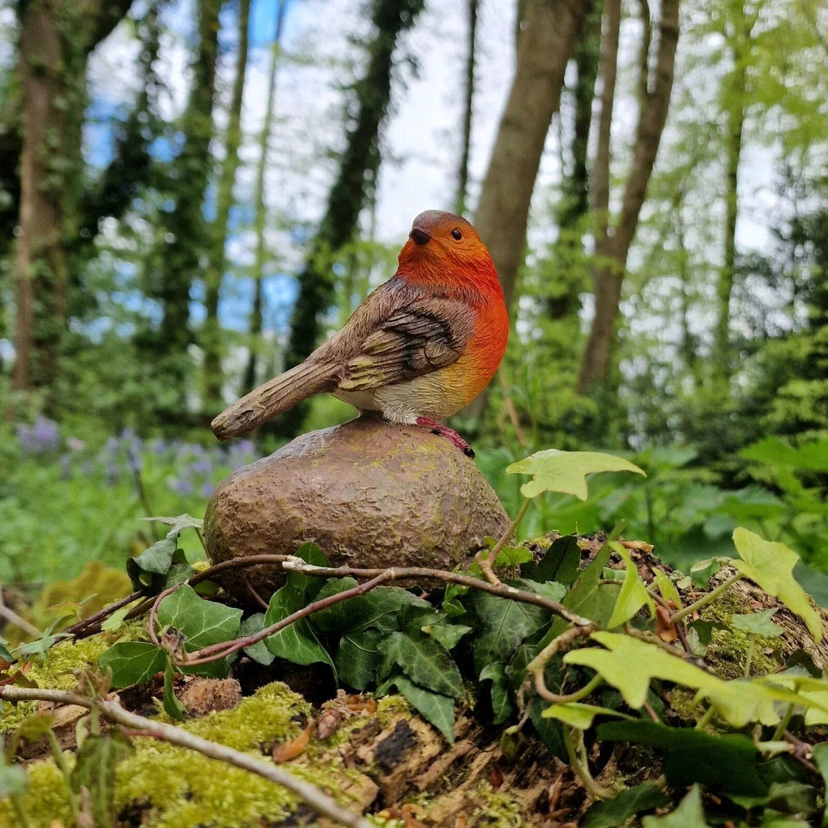 Robin on a Stone Resin Garden Ornament Resin Bird Sculpture Figurine CorbyCart