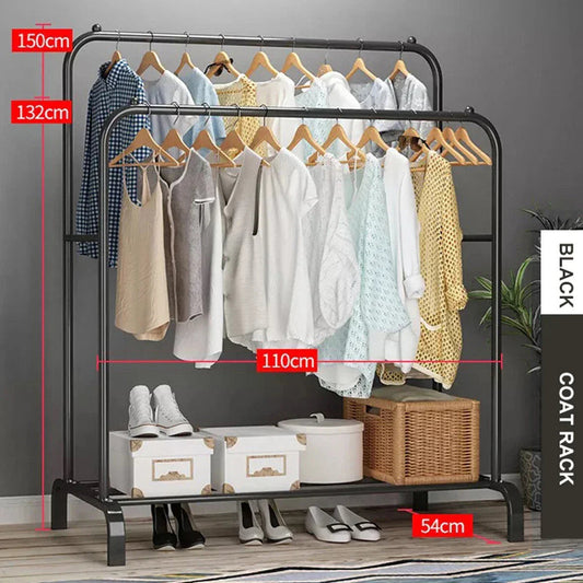 Heavy Duty Double Clothes Rail Hanging Rack Garment Shoes Storage CorbyCart