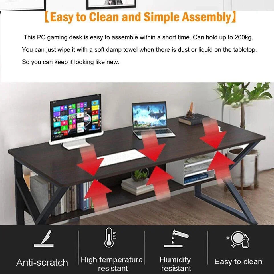 Computer Desk Laptop Pc Study Table Office Desk Home Furniture Workstation Shelf CorbyCart