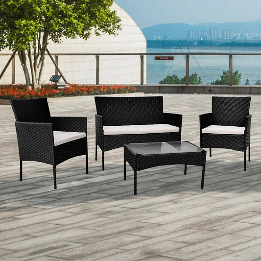 Outdoor Rattan Garden Furniture Sofa Set Patio Wicker Chairs Table 4Pieces CorbyCart