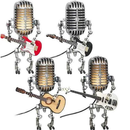 Retro Microphone Robot Desk Lamp LED Table Light Steampunk Ornament Decor Gifts Corbycart