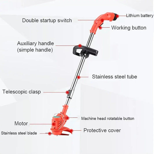 3-in-1 Cordless Strimmer Grass Trimmer Cutter Garden Lawn Edger + 2x 12V Battery CorbyCart
